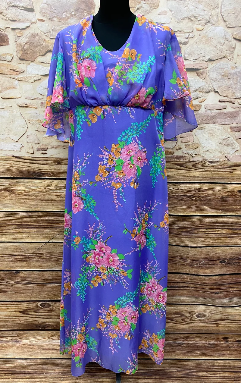 70er Jahre Maxi-Kleid True Vintage Original Gr.44