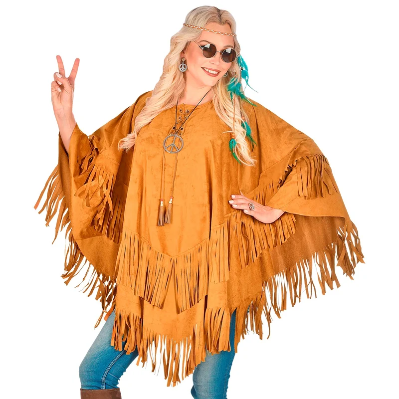 Fransen Poncho Wildlederoptik für Damen