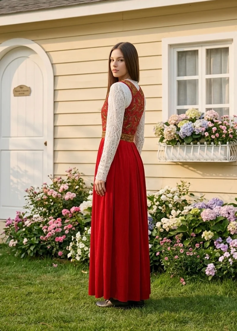 Vintage Trachtenkleid rot Wendelstein Dirndl lang Gr. 36