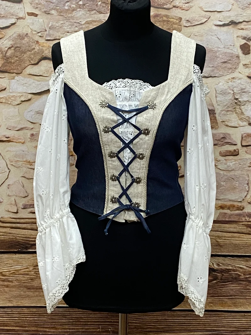Trachten-Mieder – Bluse, Größe 36