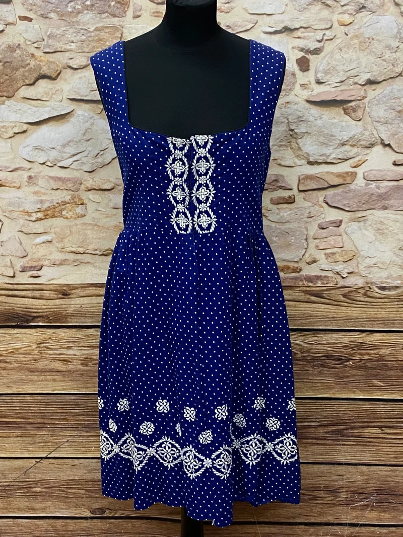 Vintage Dirndl blau weiß - Balkonett - Gr.46