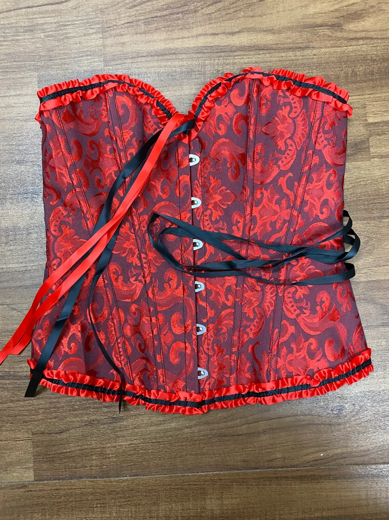 Steampunk Korsett Schwarz-Rot Gr. L mit Schnürung