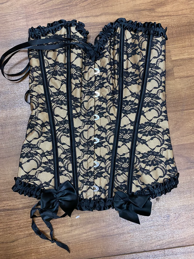 Steampunk Corsage Beige-Schwarz Gr. S