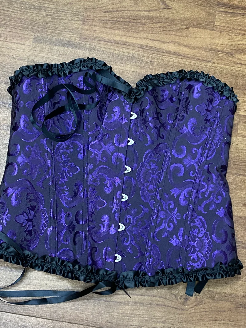 Steampunk Korsett Lila-Schwarz Gr. XL mit Spitze