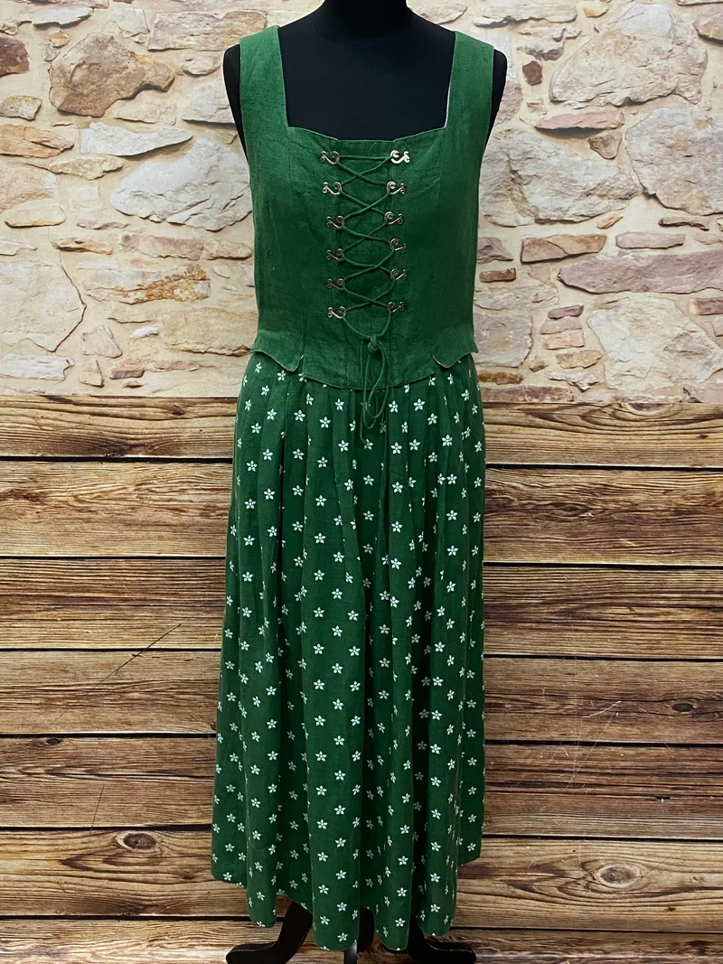 Vintage Dirndl grün lang Gössle Trachtenkleid Damen Gr. 38