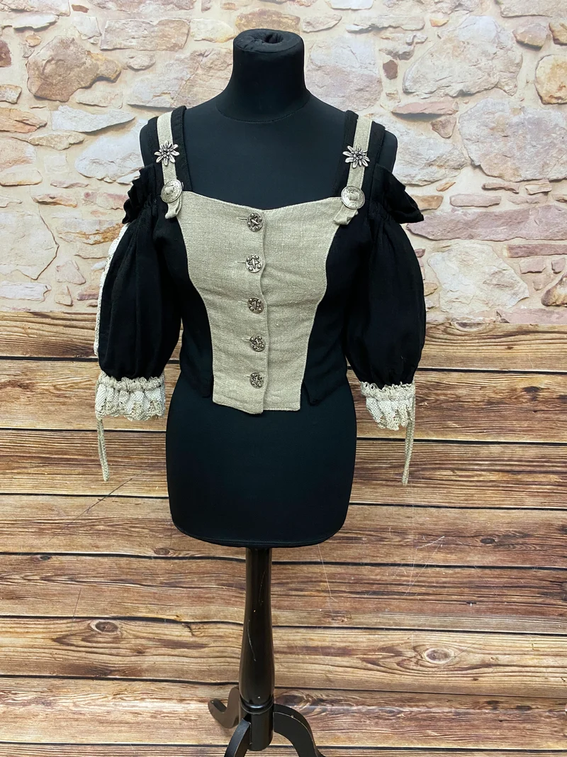 Trachtenmieder – Schwarz/Beige, Größe 36