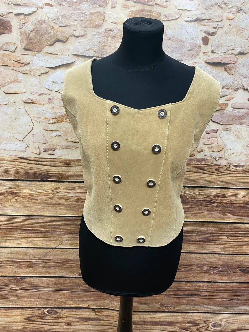 Trachtenmieder Ledercorsage Vintage - beige, Gr.44