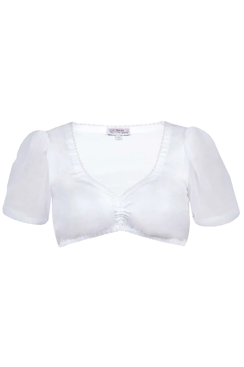 Dirndlbluse Rundhalsausschnitt mit Spitze