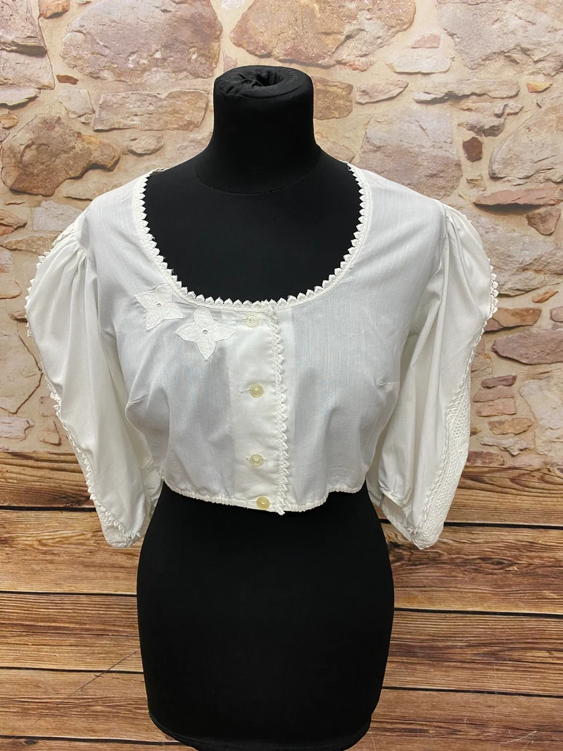 Vintage Dirndlbluse weiß - 1980er Jahren, Gr.46