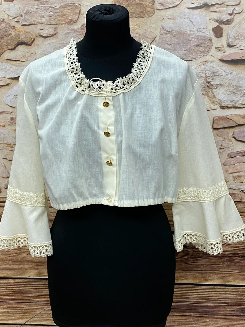 Vintage Dirndlbluse creme - 1970er Jahre, Gr.48