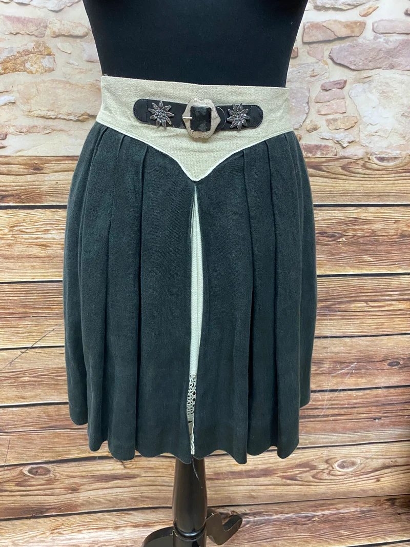 Damen Trachtenrock – Beige Schwarz - Landhausstil - Größe 40