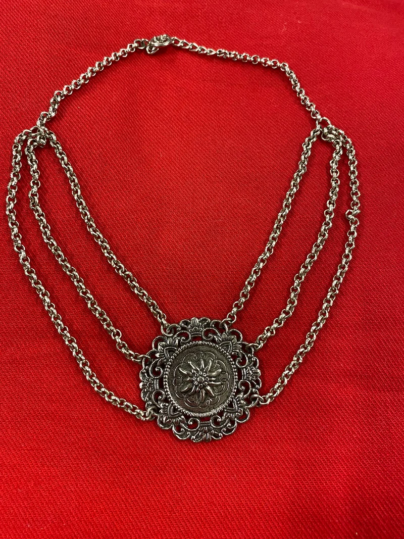 Vintage Trachtenkette silber - Edelweiß-Motiv