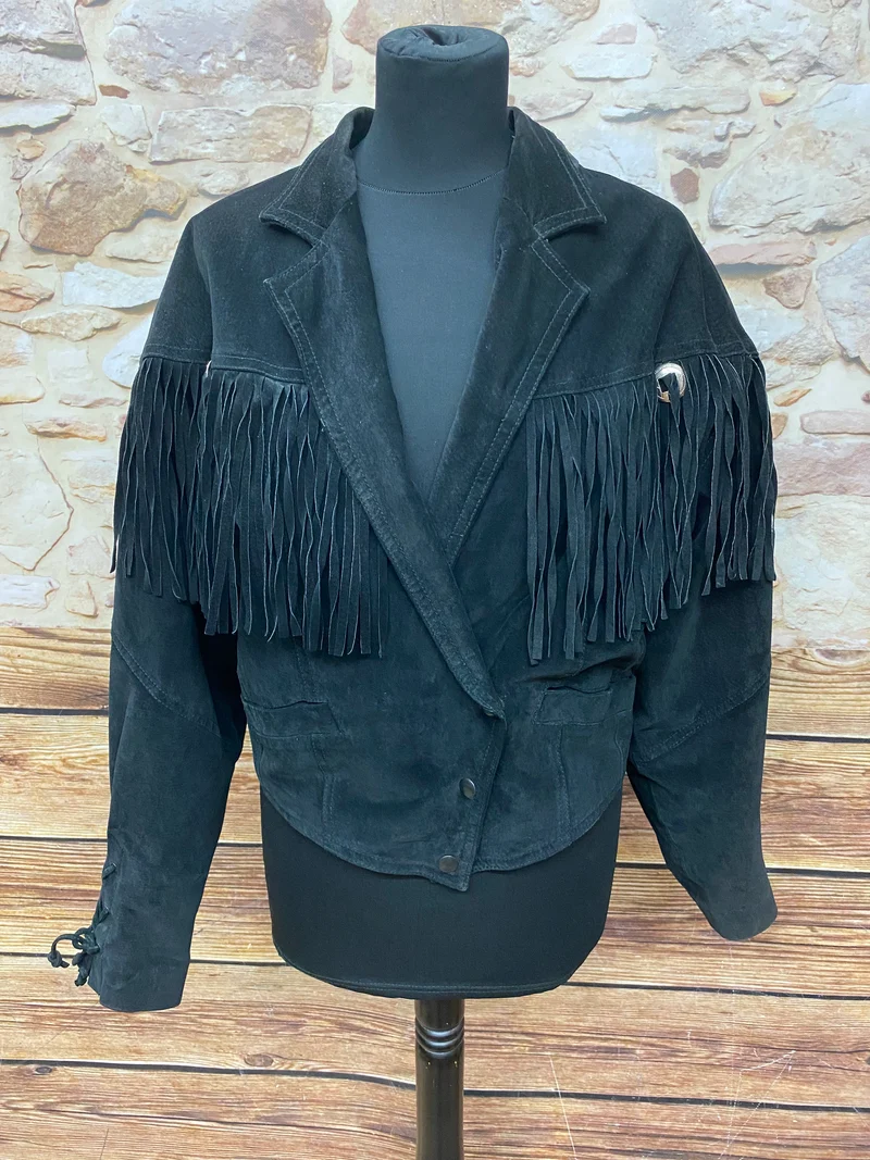 Lederjacke - schwarz - Vintage - Damen Gr.M
