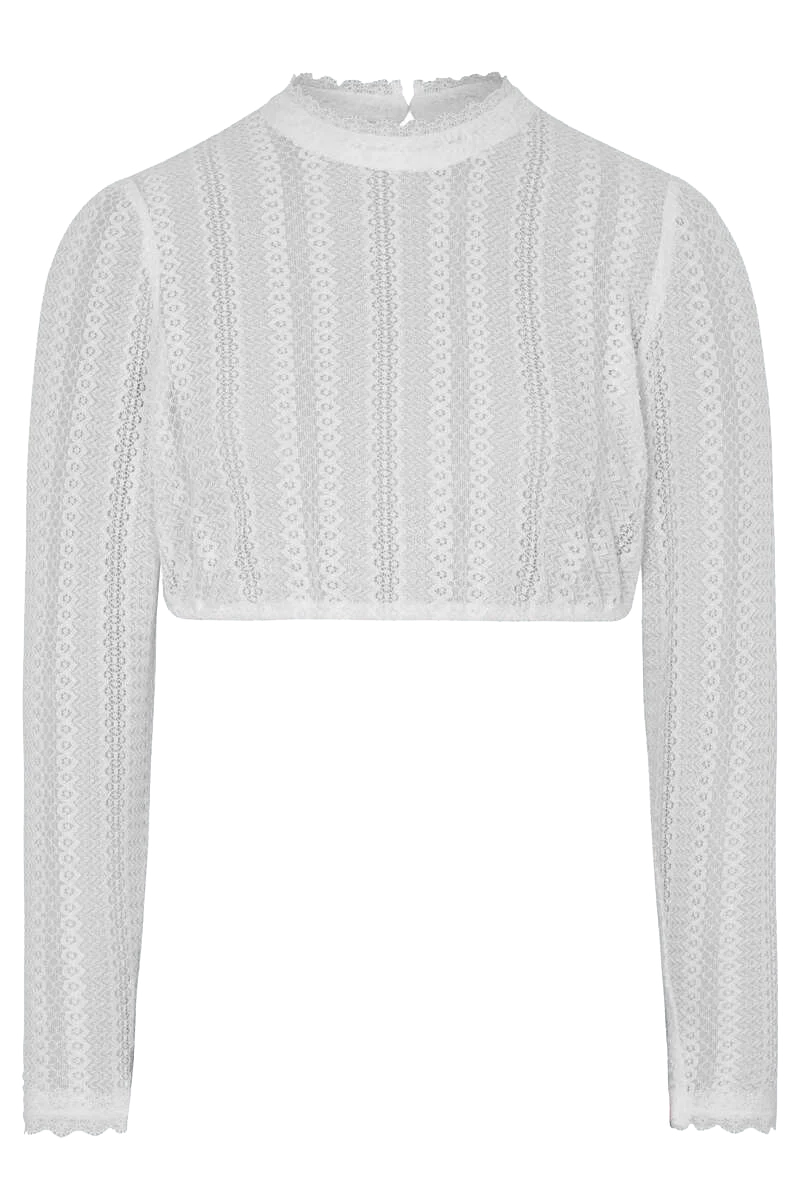 Damen Dirndlbluse langarm mit Spitze