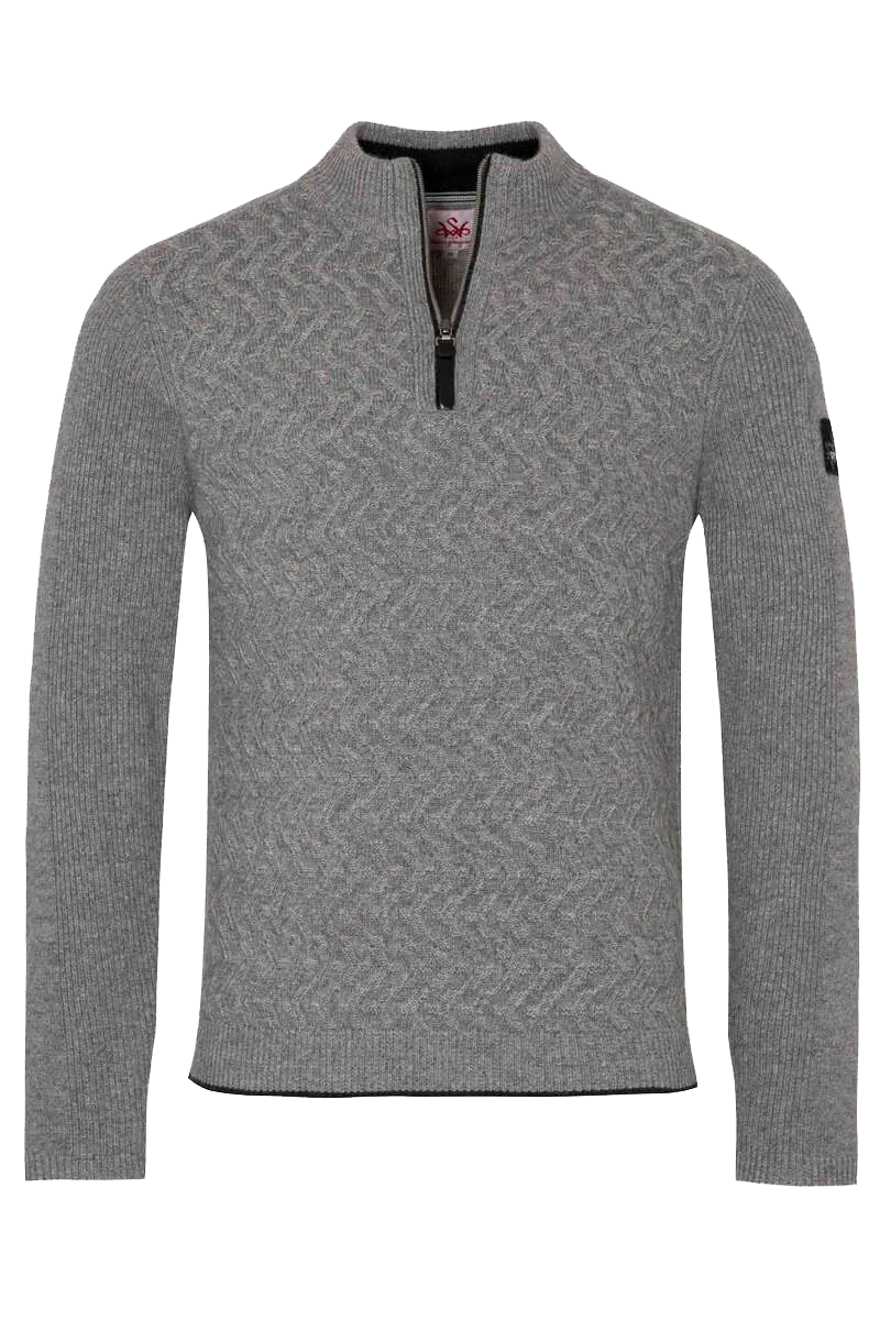 Herren Strickpullover Alpin Troyer - hellgrau