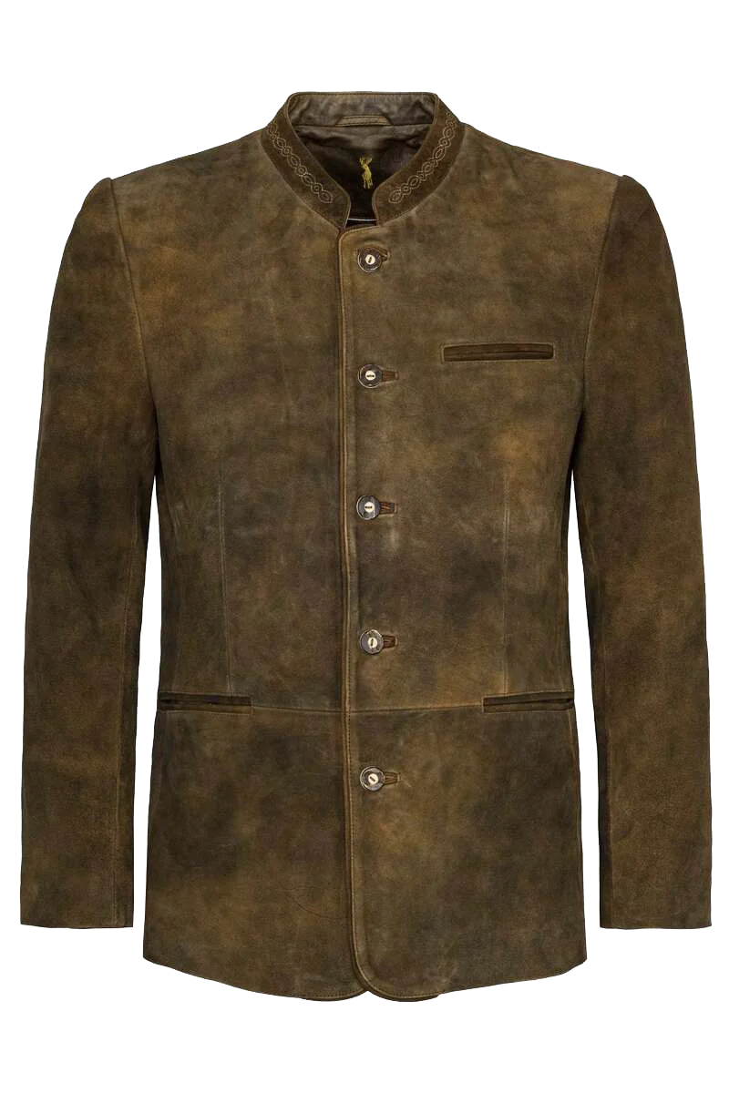 Herren Lederjacke Trachtenjanker braun