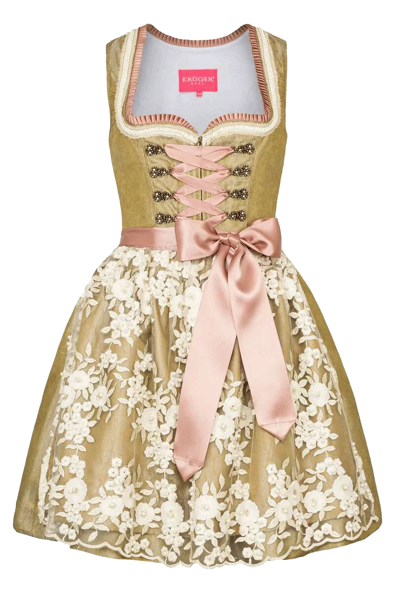 Mini-Dirndl mit Perlenstickerei und Strass