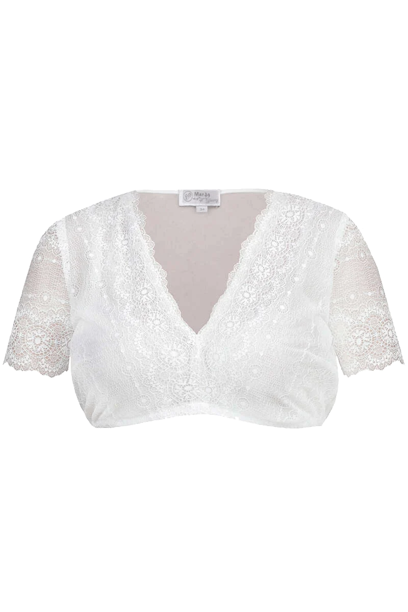 Dirndlbluse Spitze mit V-Ausschnitt