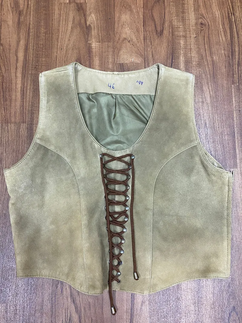 Trachtenmieder – Echtleder – Beige – Größe 46