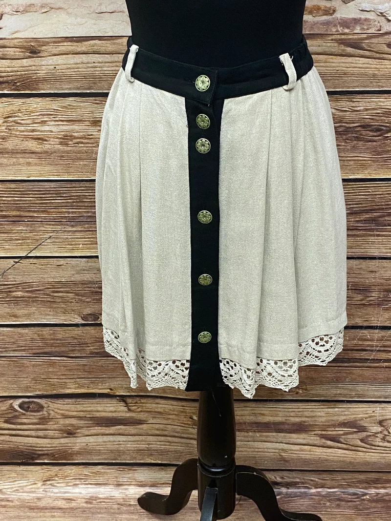Damen Trachtenrock - Landhausstil – Beige Schwarz
