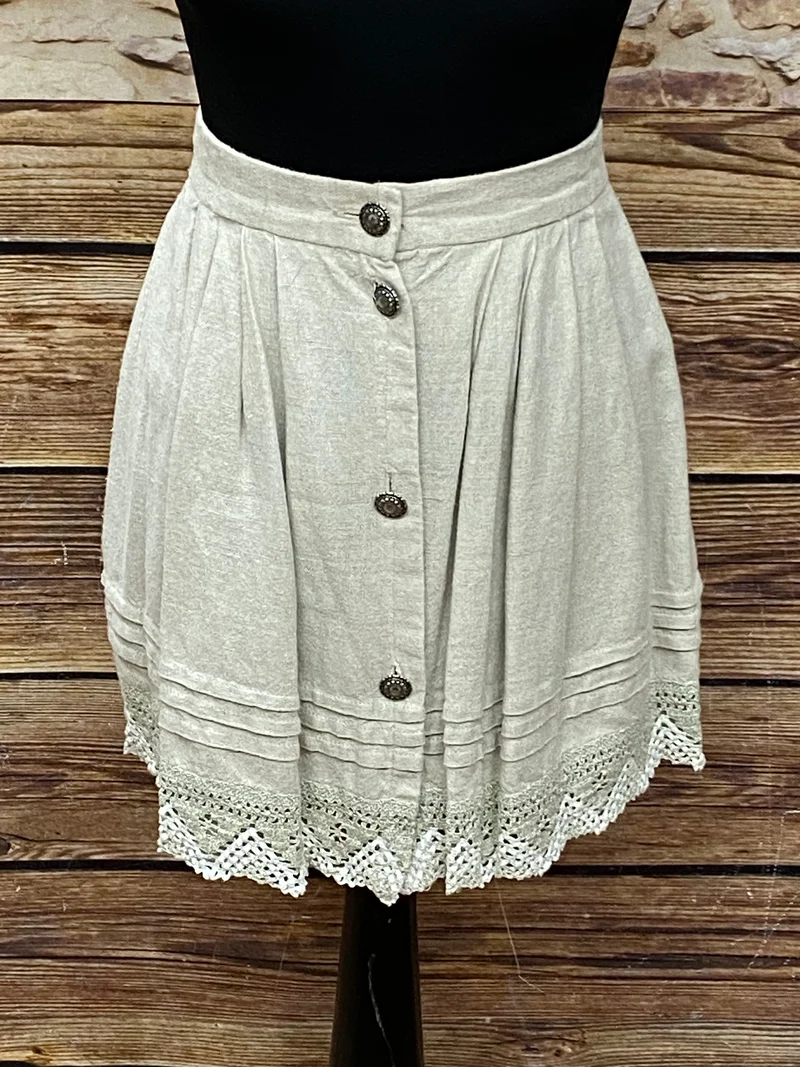 Vintage Trachtenrock Landhaus-Stil – Beige, Größe 36