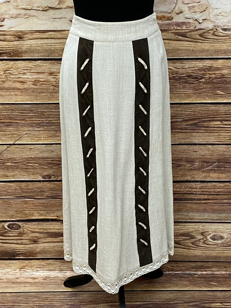 Trachtenrock - lang - Schwarz Beige