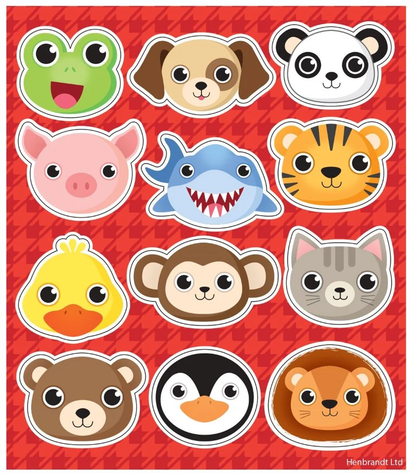 12 Bunte Tierwelt Sticker