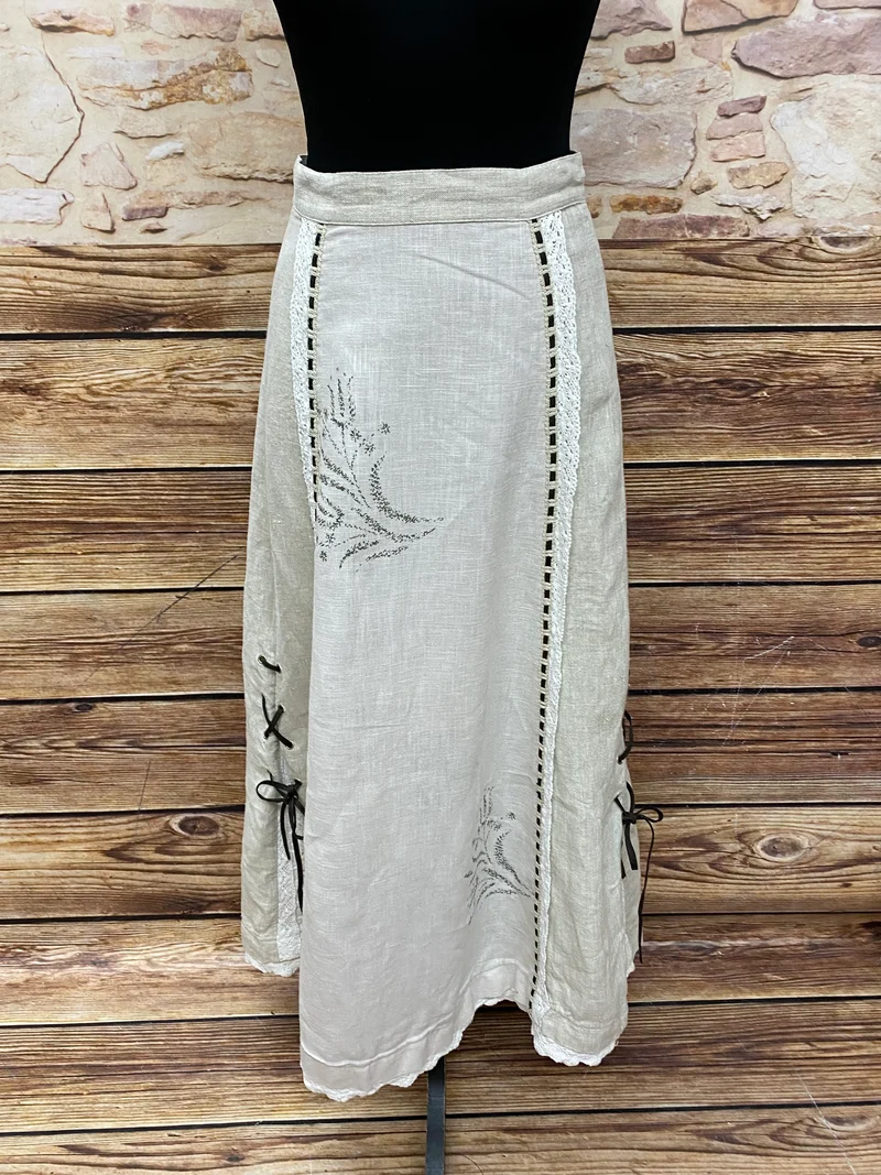 Vintage Damen Trachtenrock von Solo – Beige und Creme, Größe 36