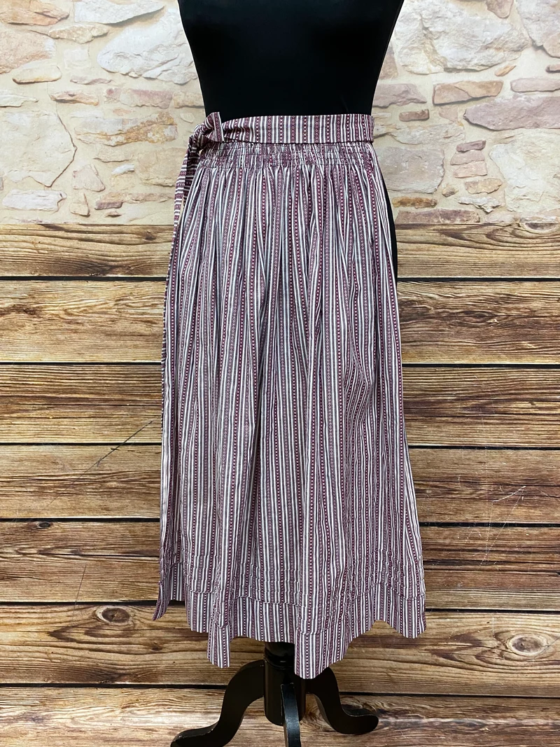 Vintage Dirndlschürze weinrot beige - Baumwolle, mittellang