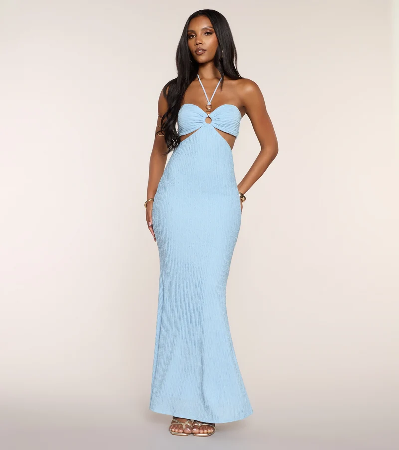 Ocean Air Mood Halter Maxi Dress