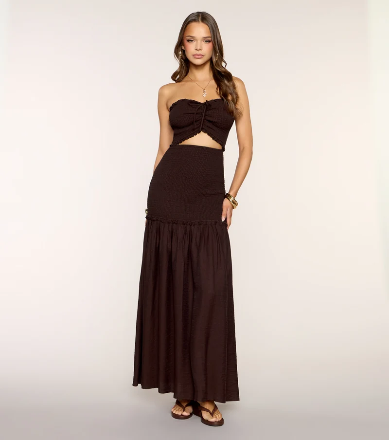 Brown Sugar Breeze Cutout Maxi Dress