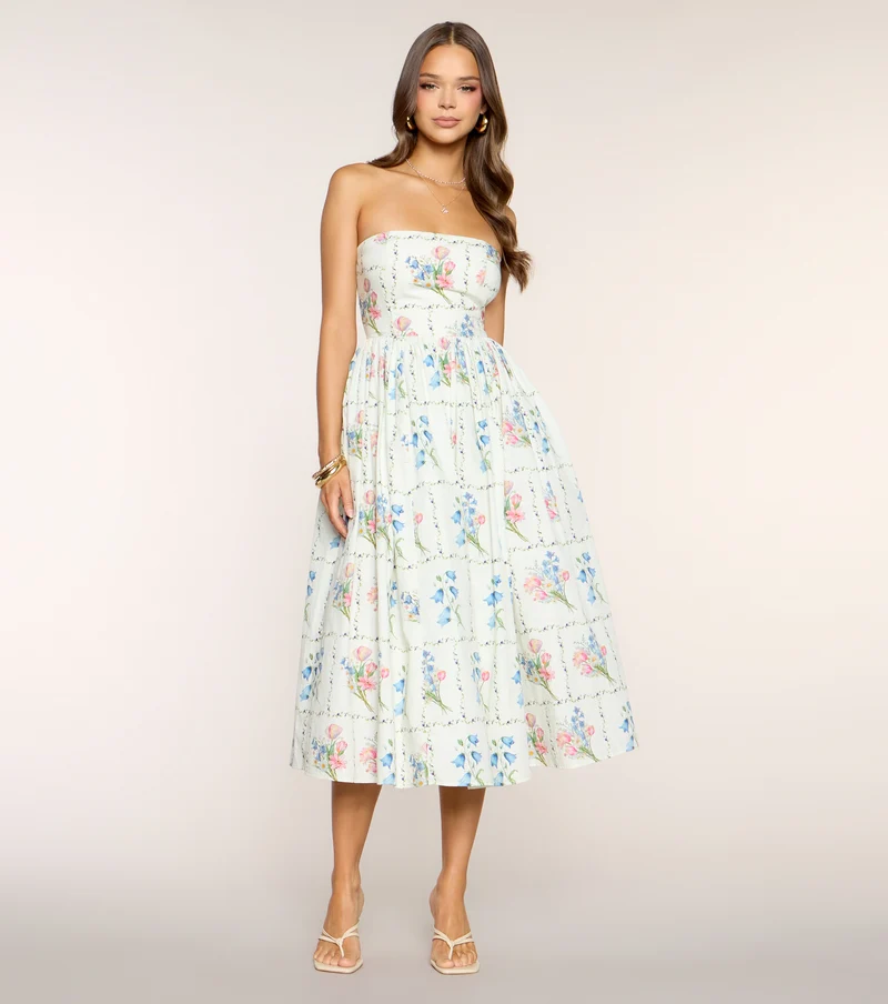 Café Cutie Floral A-Line Midi Dress