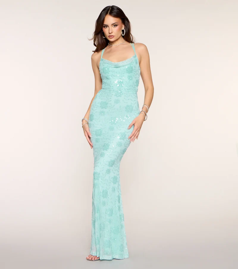 Valencia Floral Beaded Formal Dress