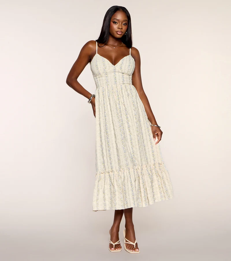 Dreamy Vibe Floral Print Woven Midi Dress