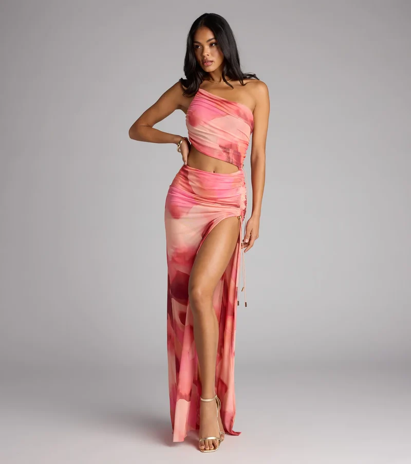 Heat Check Abstract Cutout Maxi Dress