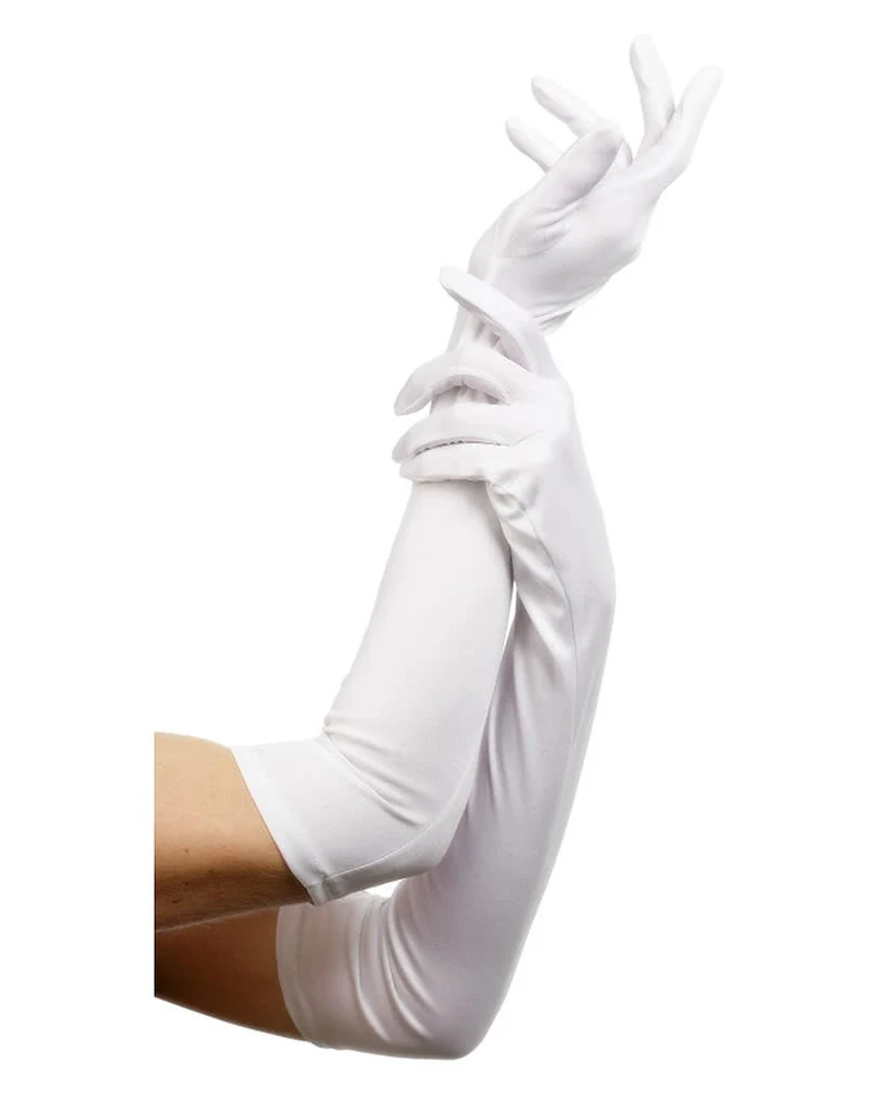 Weiße Ellenbogenlange Damenhandschuhe