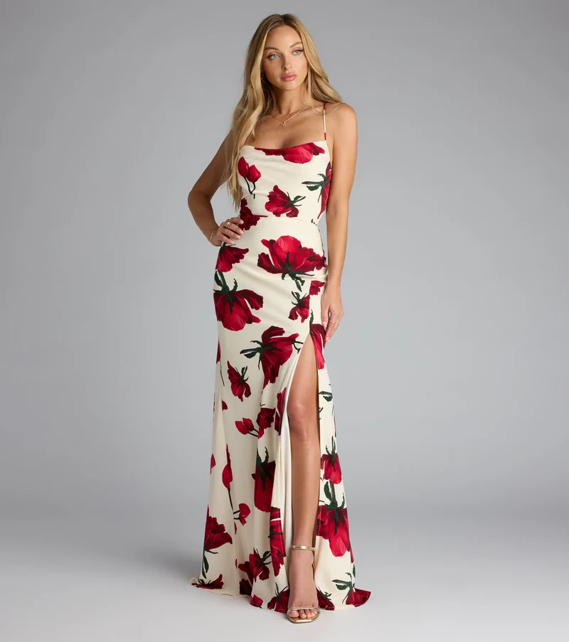 Rowyn Floral Lace-Up Mermaid Formal Dress