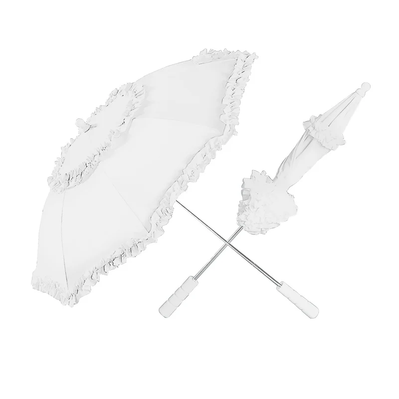 Historischer Regenschirm mit Rüschen 72 cm