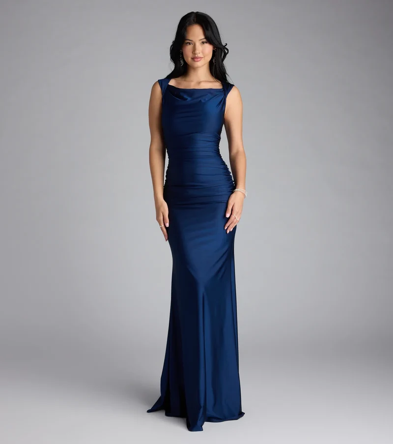 Blanca Boat Neck Mermaid Formal Dress