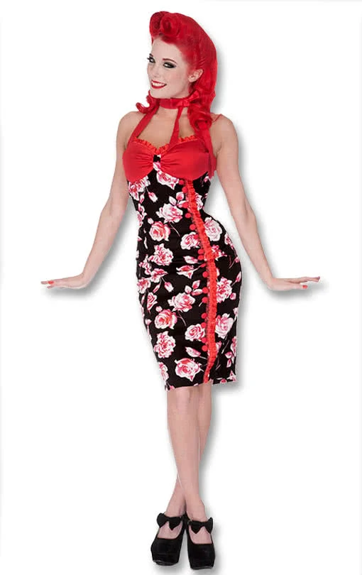 Rosen Kleid schwarz-rot
