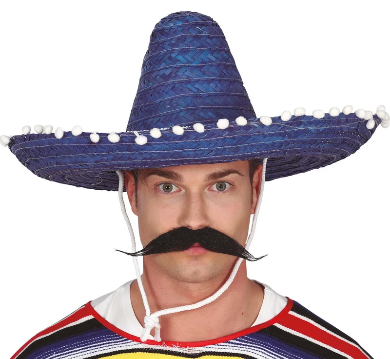 Blauer Sombrero Strohhut 50cm