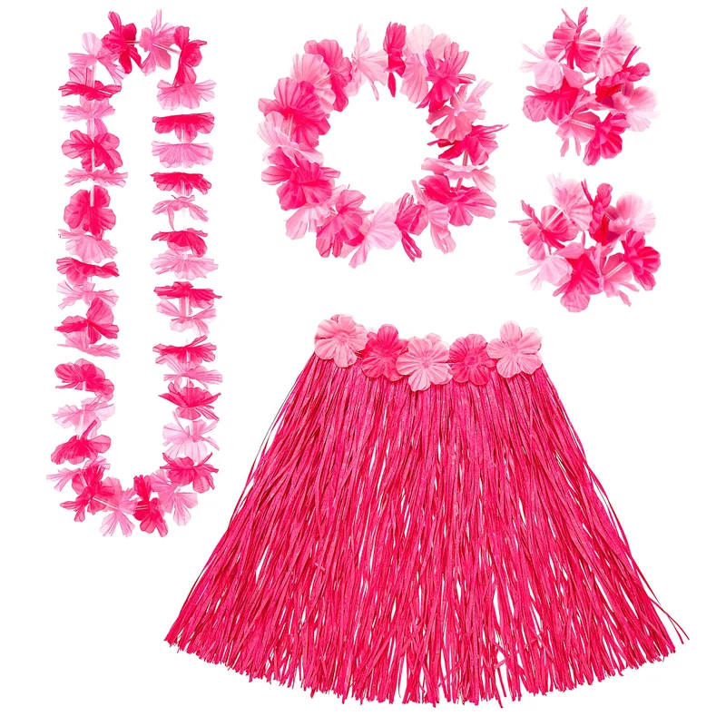 Rosa Hawaii Hula Mädchen Kostüm Set für Damen