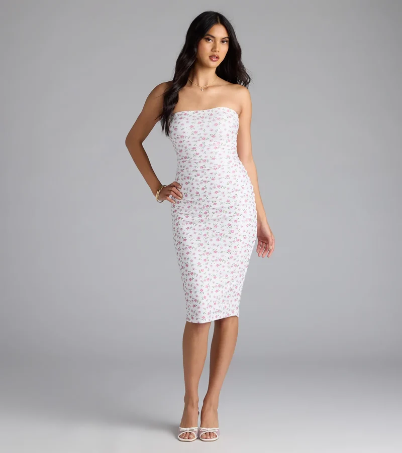 Sweetly Sultry Floral Bodycon Midi Dress
