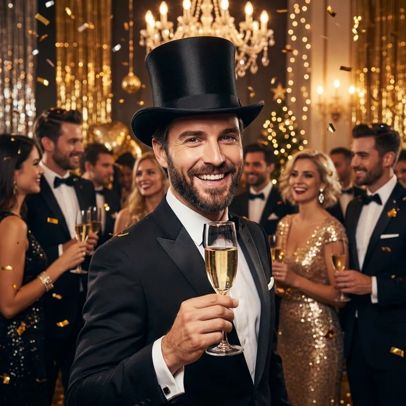 Klassischer Satin Zylinder Schwarz