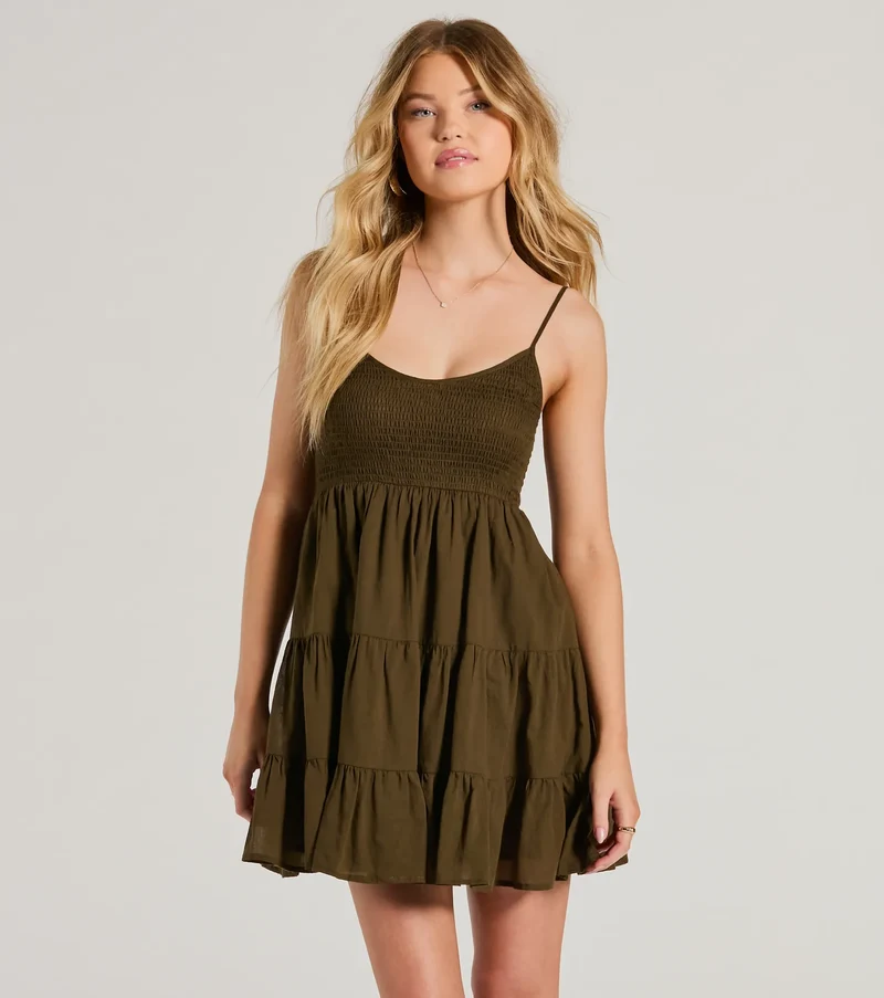 Sunny Days Off Scoop Neck Smocked Skater Dress