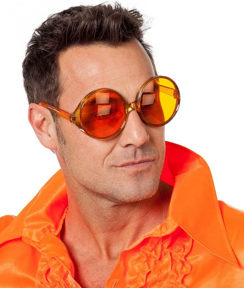 70er Jahre Kreis Brille orange
