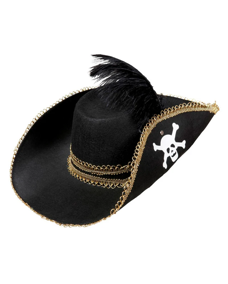 Piratenhut mit Totenkopf und Feder