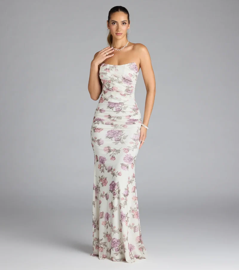Maribelle Corset Floral Mermaid Formal Dress
