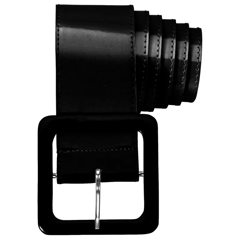 Glänzender Vinny Vinyl Gürtel in schwarz