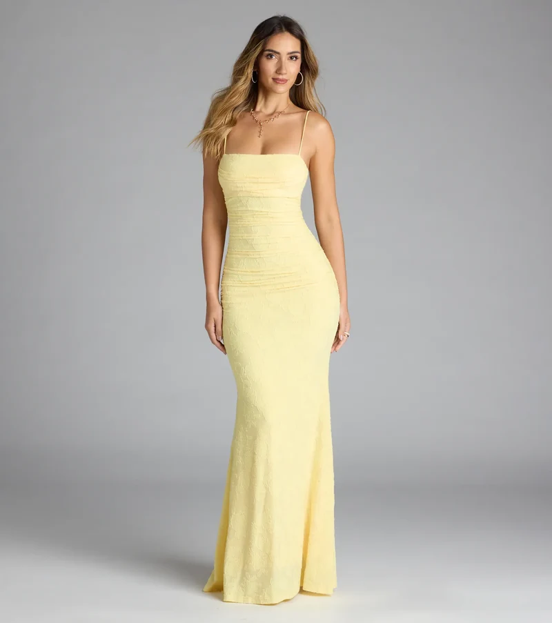 Alba Cowl Neck Mermaid Floral Formal Dress